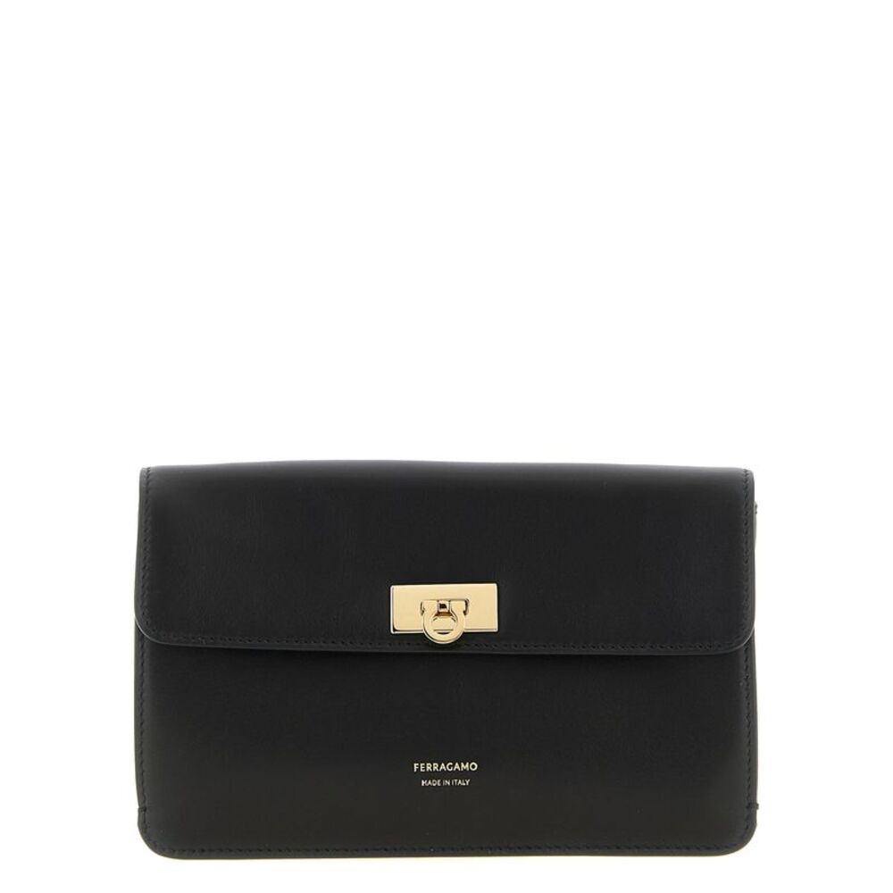 Ferragamo Black Calfskin Clutch Women's Bag